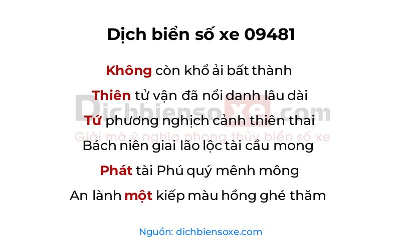Dịch thơ biển số 09481