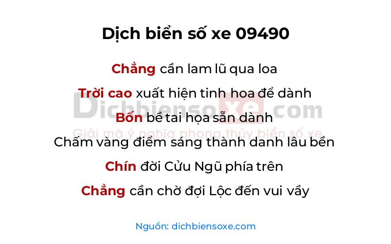 Dịch thơ biển số 09490
