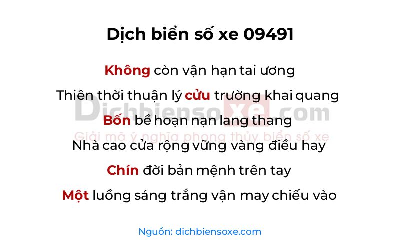 Dịch thơ biển số 09491