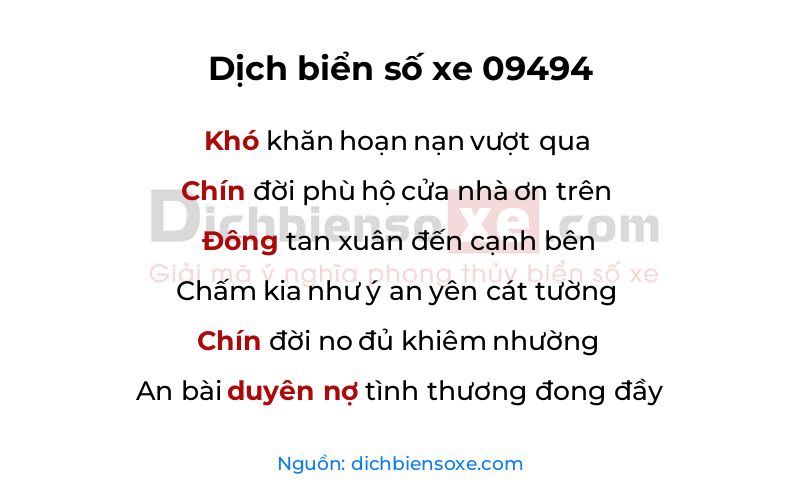 Dịch thơ biển số 09494