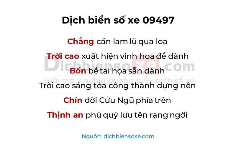 Dịch thơ biển số 09497