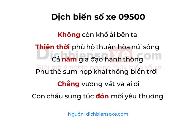 Dịch thơ biển số 09500