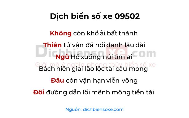 Dịch thơ biển số 09502