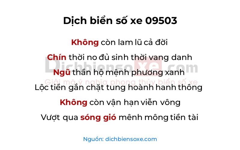 Dịch thơ biển số 09503