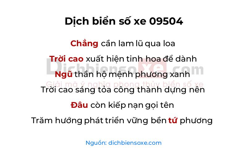 Dịch thơ biển số 09504