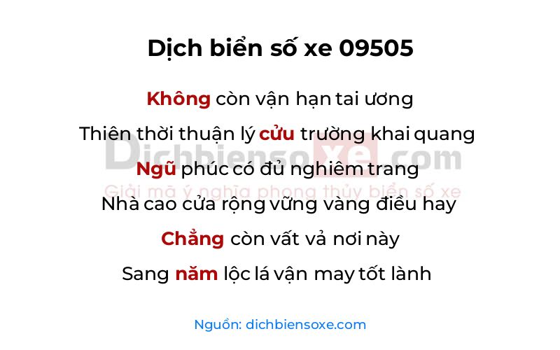 Dịch thơ biển số 09505