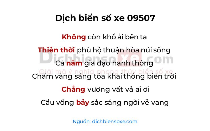 Dịch thơ biển số 09507