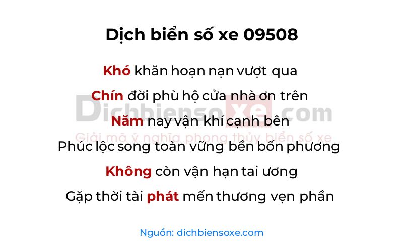 Dịch thơ biển số 09508