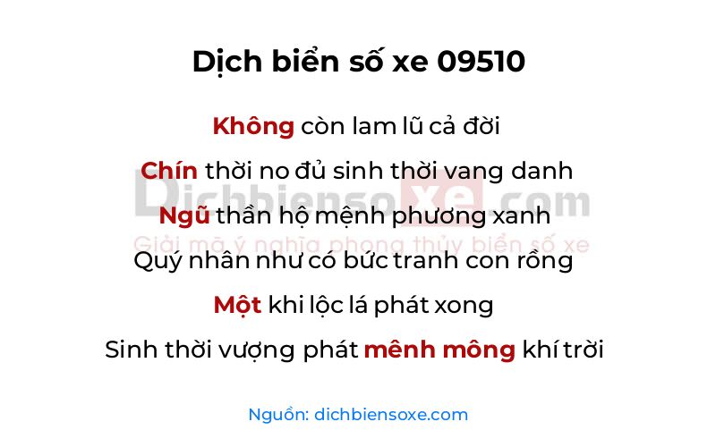Dịch thơ biển số 09510