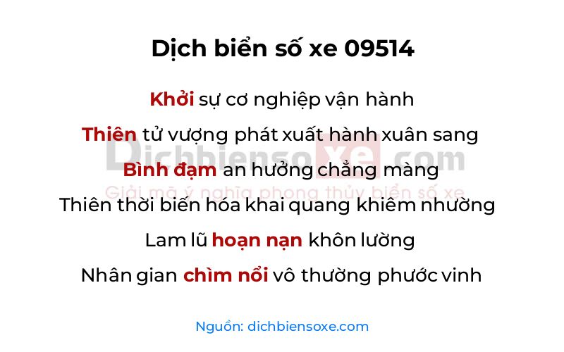 Dịch thơ biển số 09514