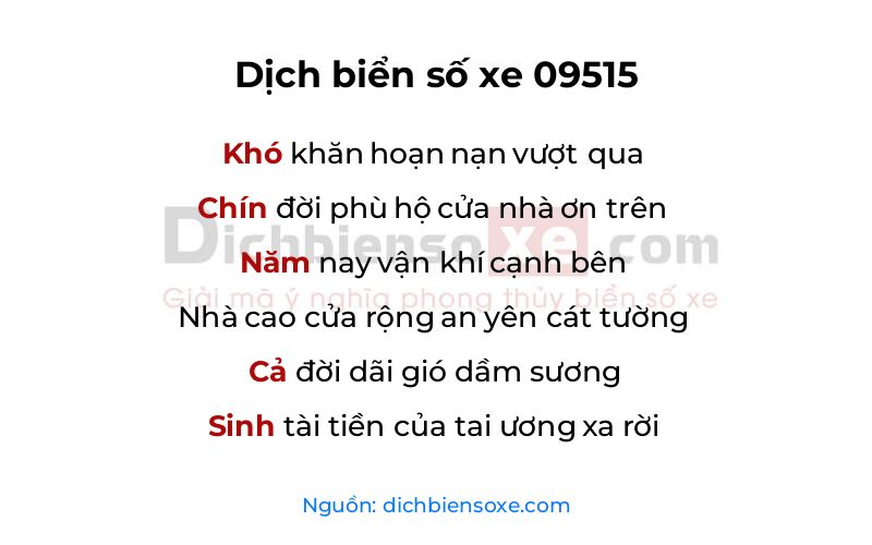 Dịch thơ biển số 09515