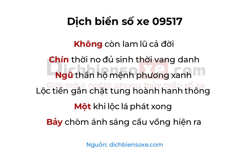 Dịch thơ biển số 09517