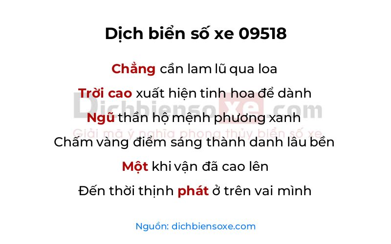Dịch thơ biển số 09518