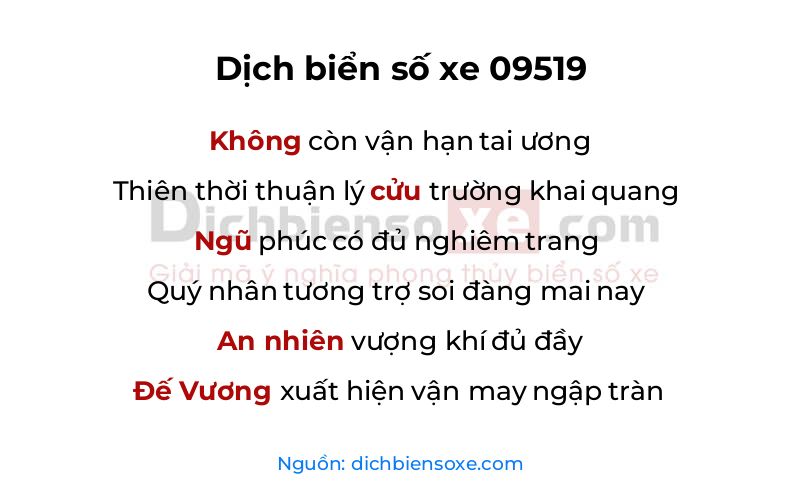 Dịch thơ biển số 09519