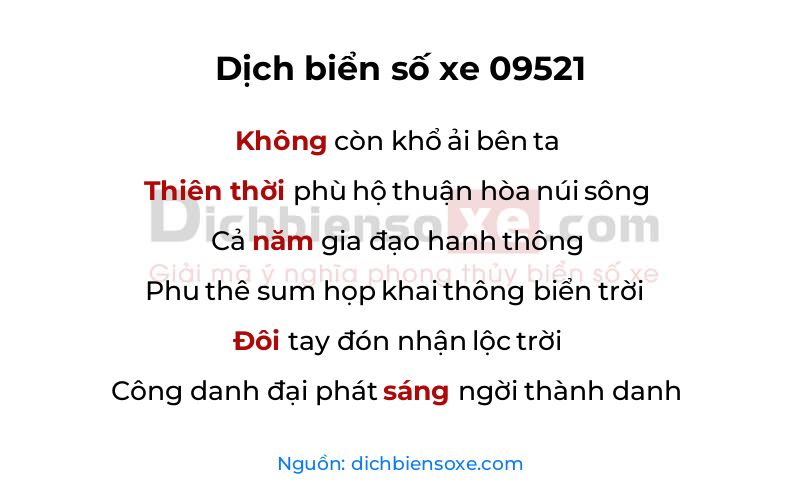Dịch thơ biển số 09521