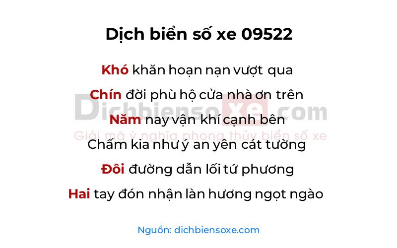 Dịch thơ biển số 09522