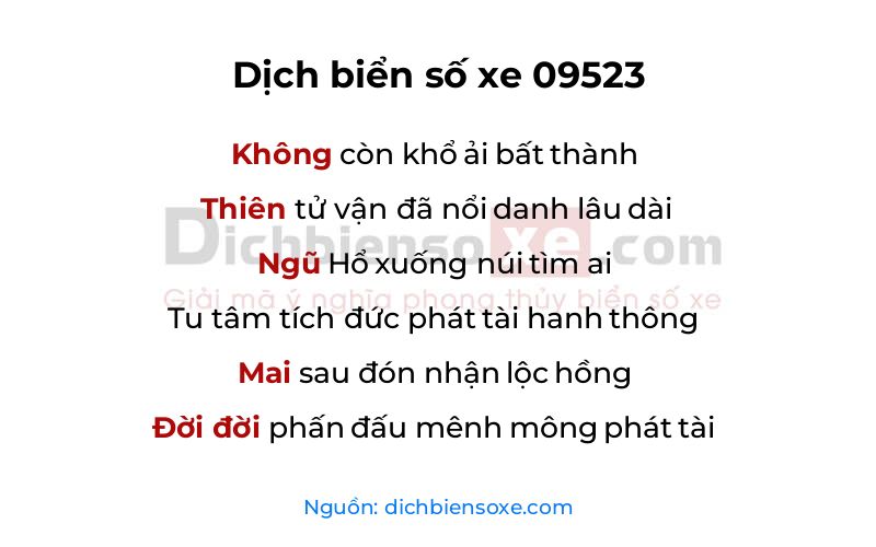 Dịch thơ biển số 09523