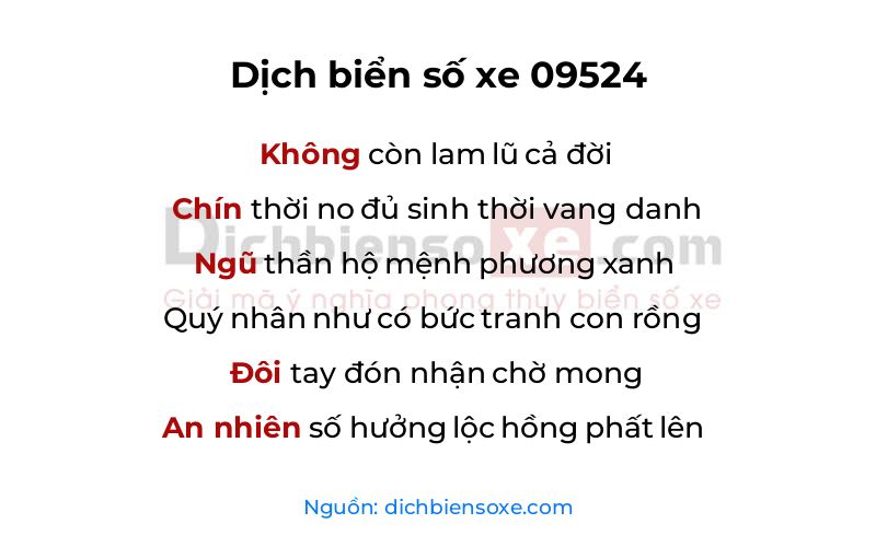 Dịch thơ biển số 09524