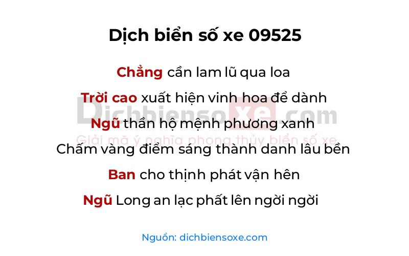 Dịch thơ biển số 09525