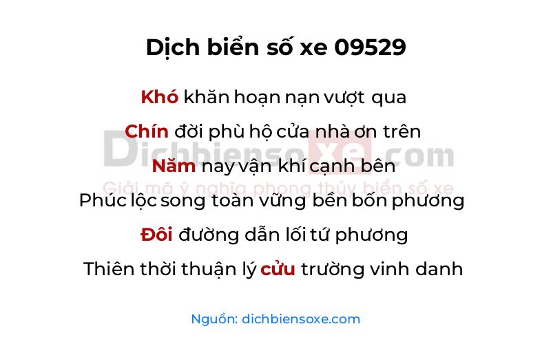 Dịch thơ biển số 09529