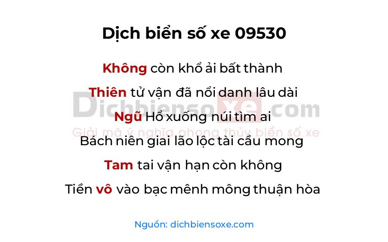Dịch thơ biển số 09530