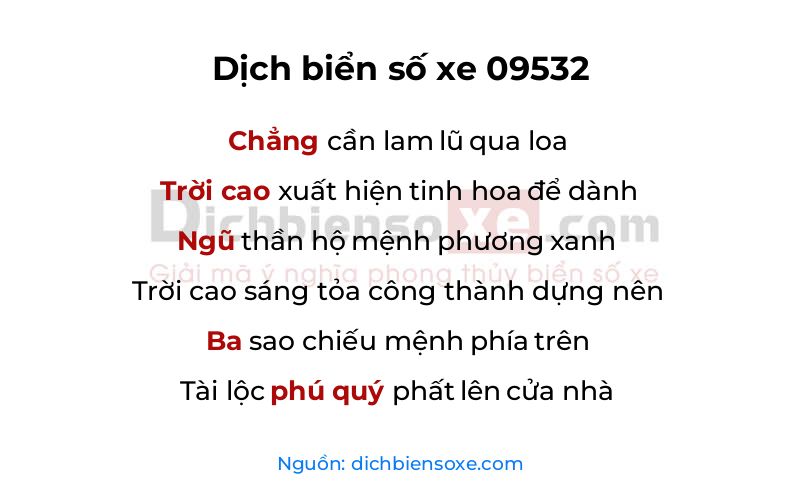 Dịch thơ biển số 09532