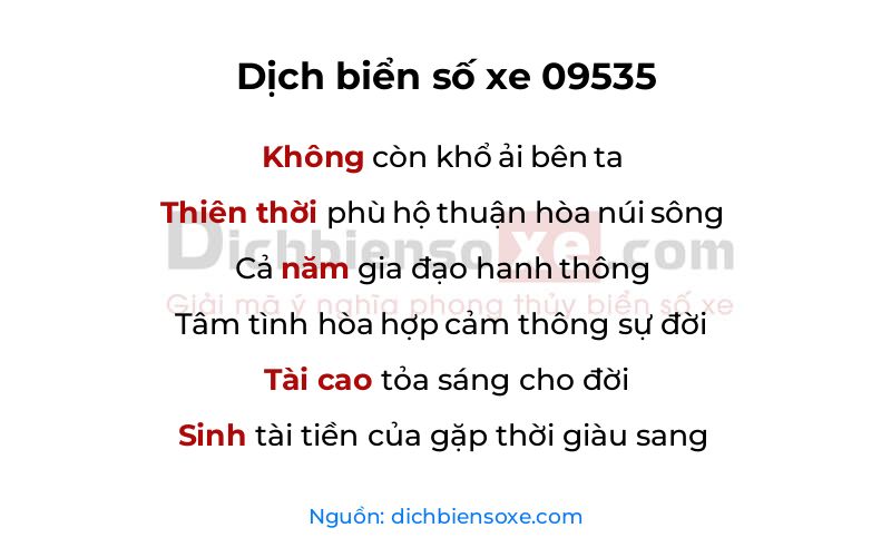 Dịch thơ biển số 09535