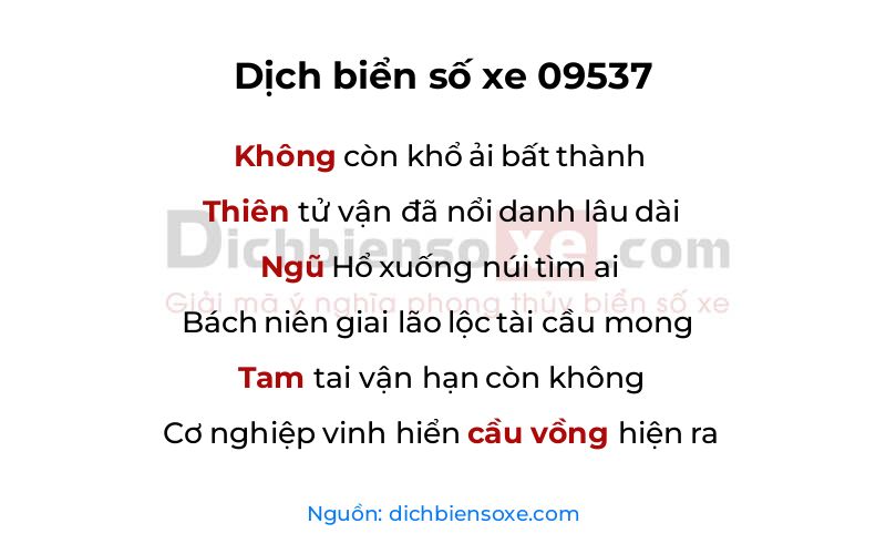 Dịch thơ biển số 09537