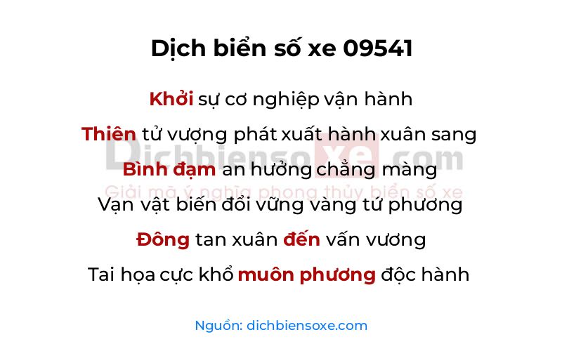 Dịch thơ biển số 09541