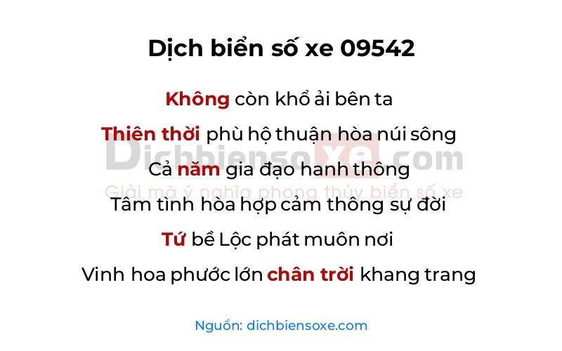 Dịch thơ biển số 09542