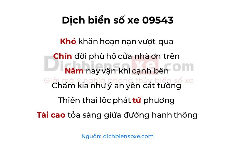 Dịch thơ biển số 09543