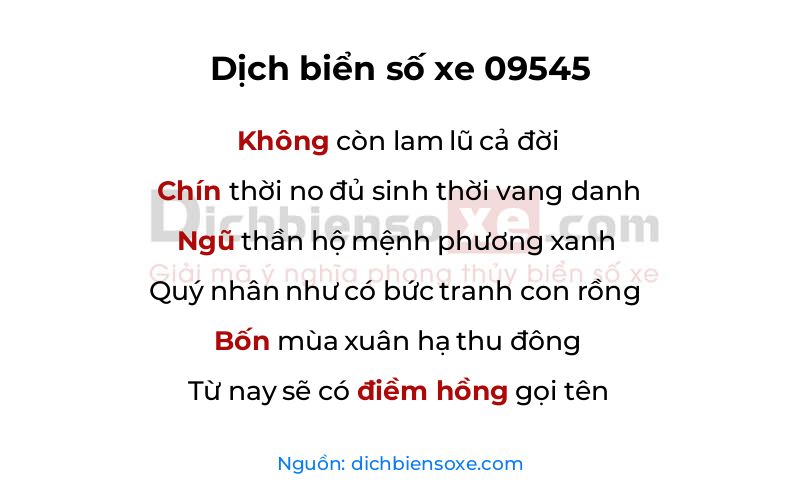 Dịch thơ biển số 09545