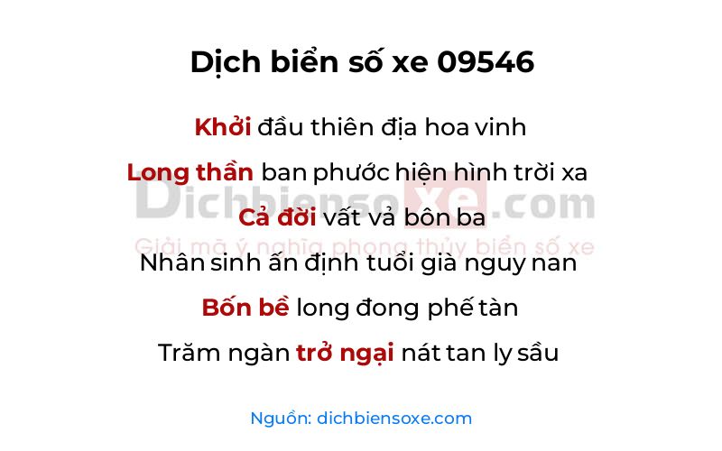 Dịch thơ biển số 09546