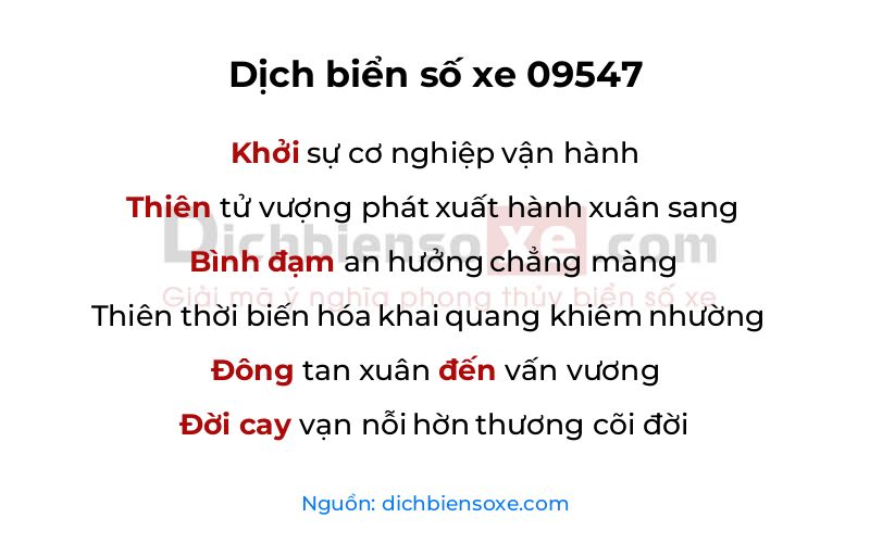 Dịch thơ biển số 09547