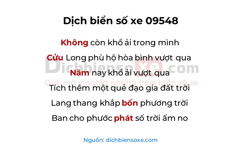 Dịch thơ biển số 09548