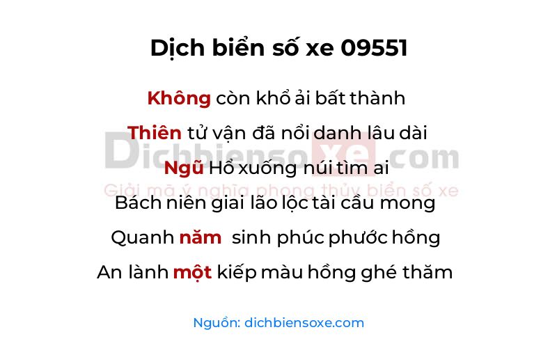 Dịch thơ biển số 09551
