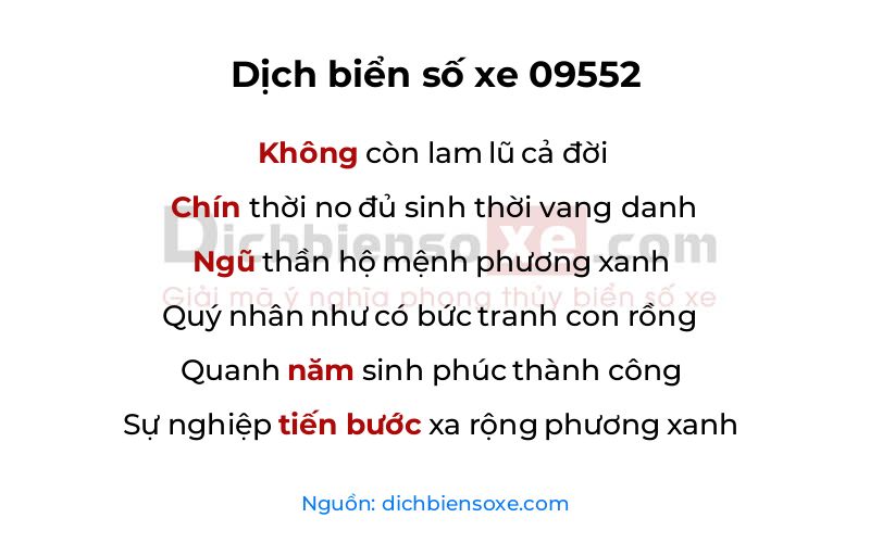 Dịch thơ biển số 09552