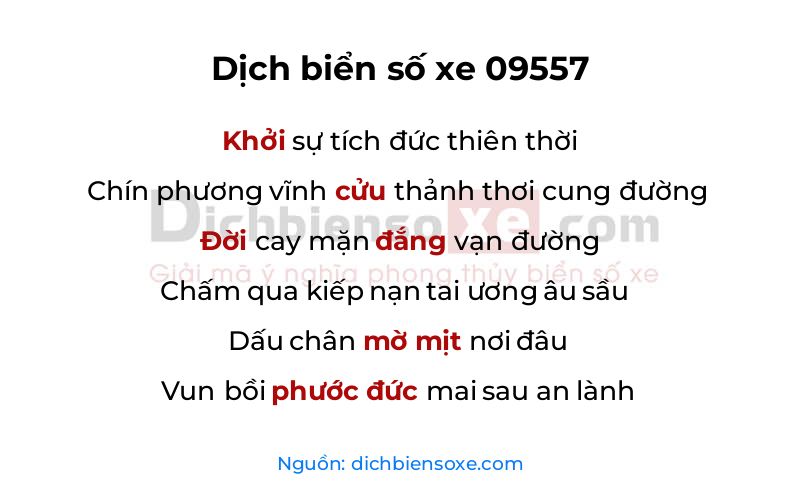 Dịch thơ biển số 09557