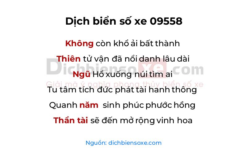 Dịch thơ biển số 09558