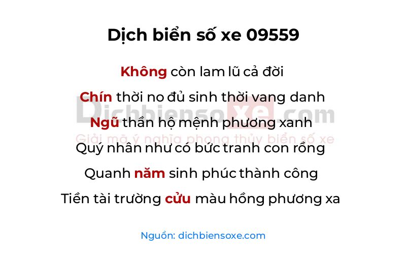 Dịch thơ biển số 09559
