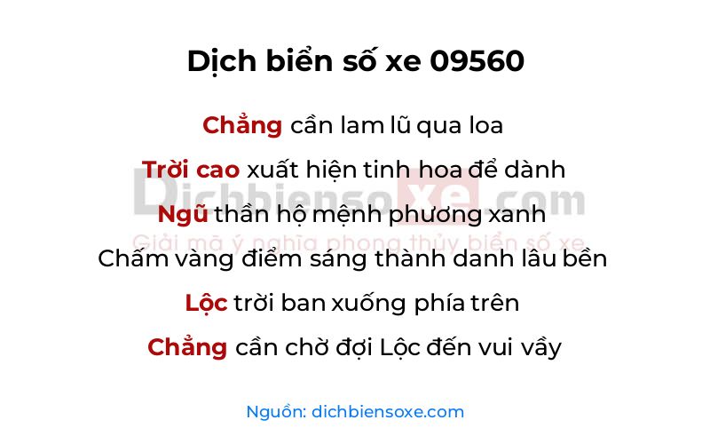 Dịch thơ biển số 09560