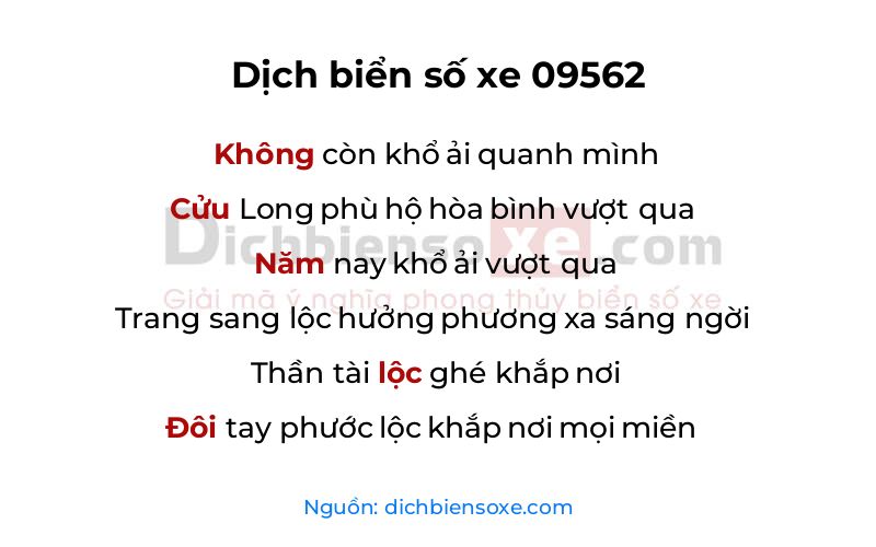Dịch thơ biển số 09562