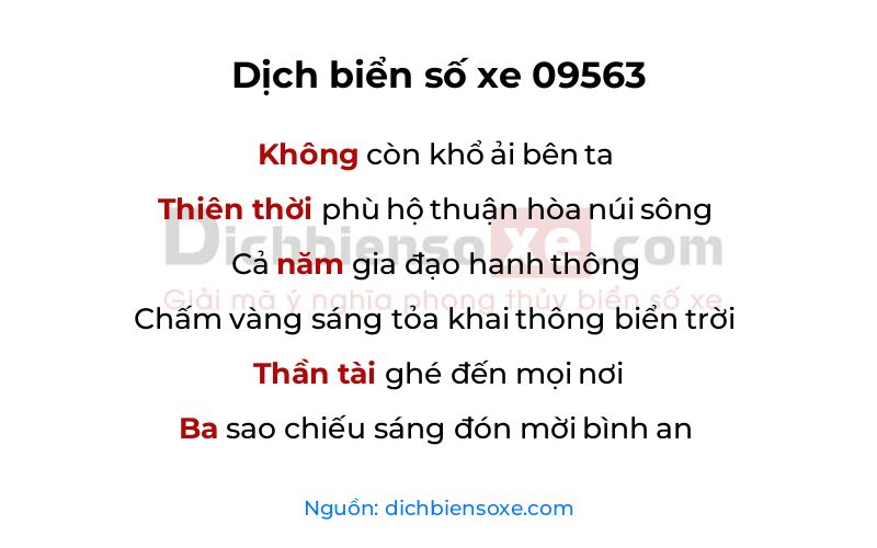 Dịch thơ biển số 09563