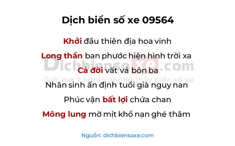 Dịch thơ biển số 09564