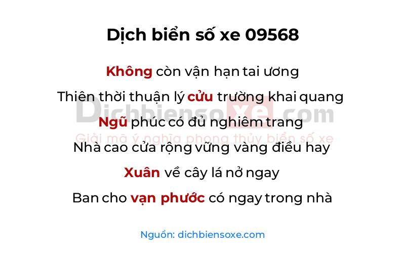 Dịch thơ biển số 09568