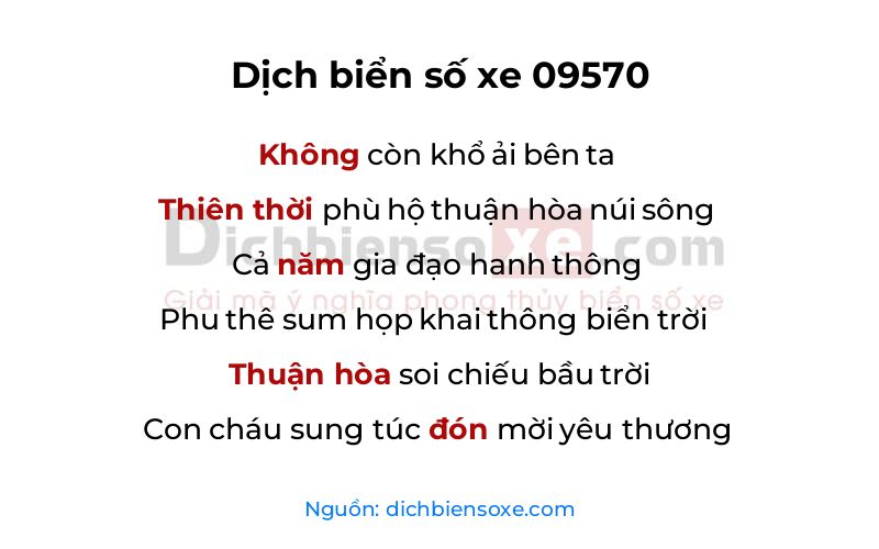Dịch thơ biển số 09570