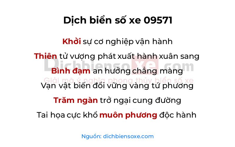 Dịch thơ biển số 09571