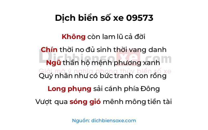 Dịch thơ biển số 09573