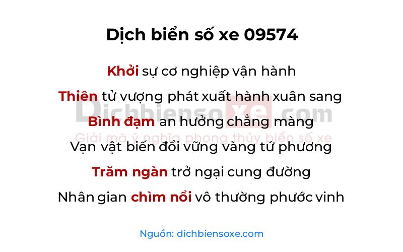 Dịch thơ biển số 09574