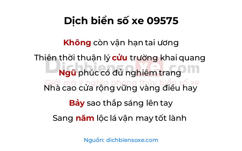 Dịch thơ biển số 09575